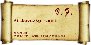 Vitkovszky Fanni névjegykártya